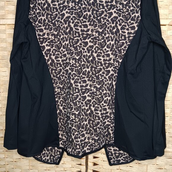 Chico's Chic Cheetah Camel Ponte Jacket Open Front Cardigan Blazer Sweater NWT - Picture 6 of 9